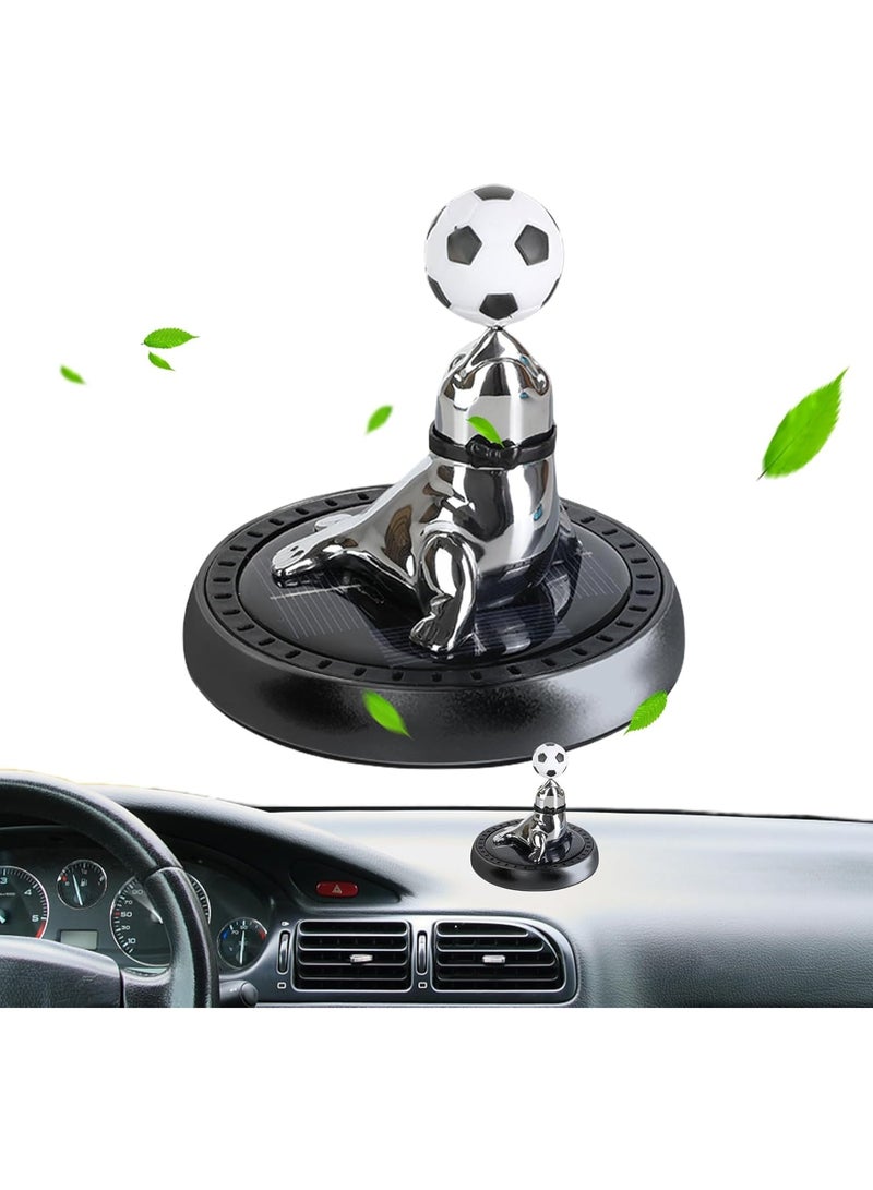 Solar Car Fragrance Sea Lion Play Ball Design, Auto Rotate Car Air Freshener with Solar Energy, Light Sensing Technology, Permanent Magnet Motor, Aromatherapy Ornament for Car - Image 1