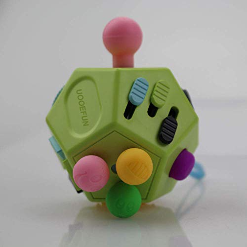 UOOEFUN Sensory Fidget ToyDodecagon 12 Sided Fidget Toys Dice Relief StressAnxietyCalming and Focus for Kids with ADD ADHD OCD Autism by Green B1 - Image 5