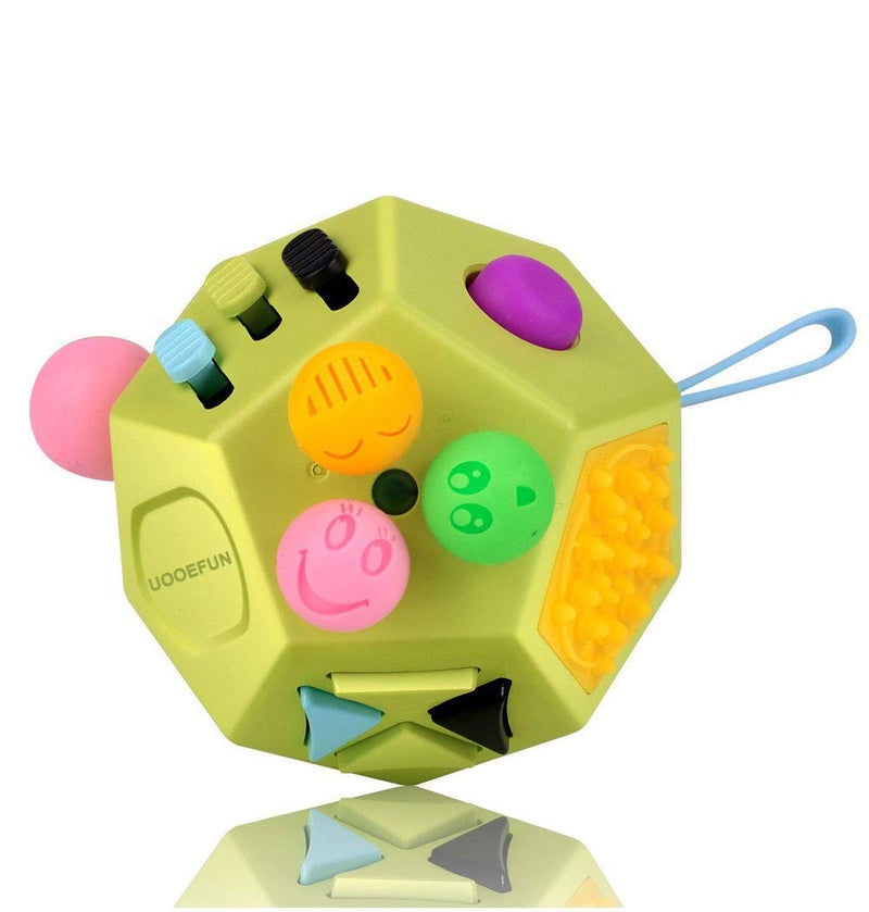 UOOEFUN Sensory Fidget ToyDodecagon 12 Sided Fidget Toys Dice Relief StressAnxietyCalming and Focus for Kids with ADD ADHD OCD Autism by Green B1 - Image 3