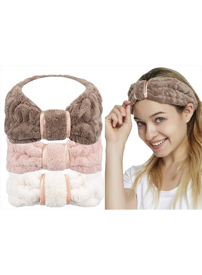 HOPESHINE Spa Facial Headbands for Women Makeup and Washing Face Terry Headband Elastic Hairband for Skincare Headband Head Wrap Great Gift for Women Girls 3-pack - Image 1