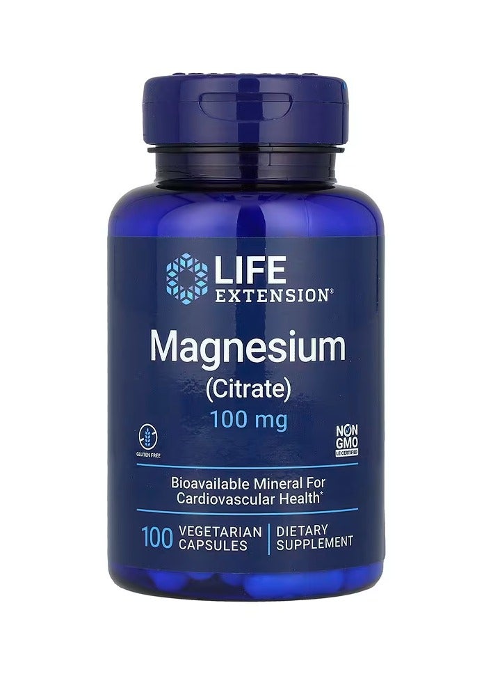 Life Extension Magnesium (Citrate), 100 mg, 100 Vegetarian Capsules - Image 1