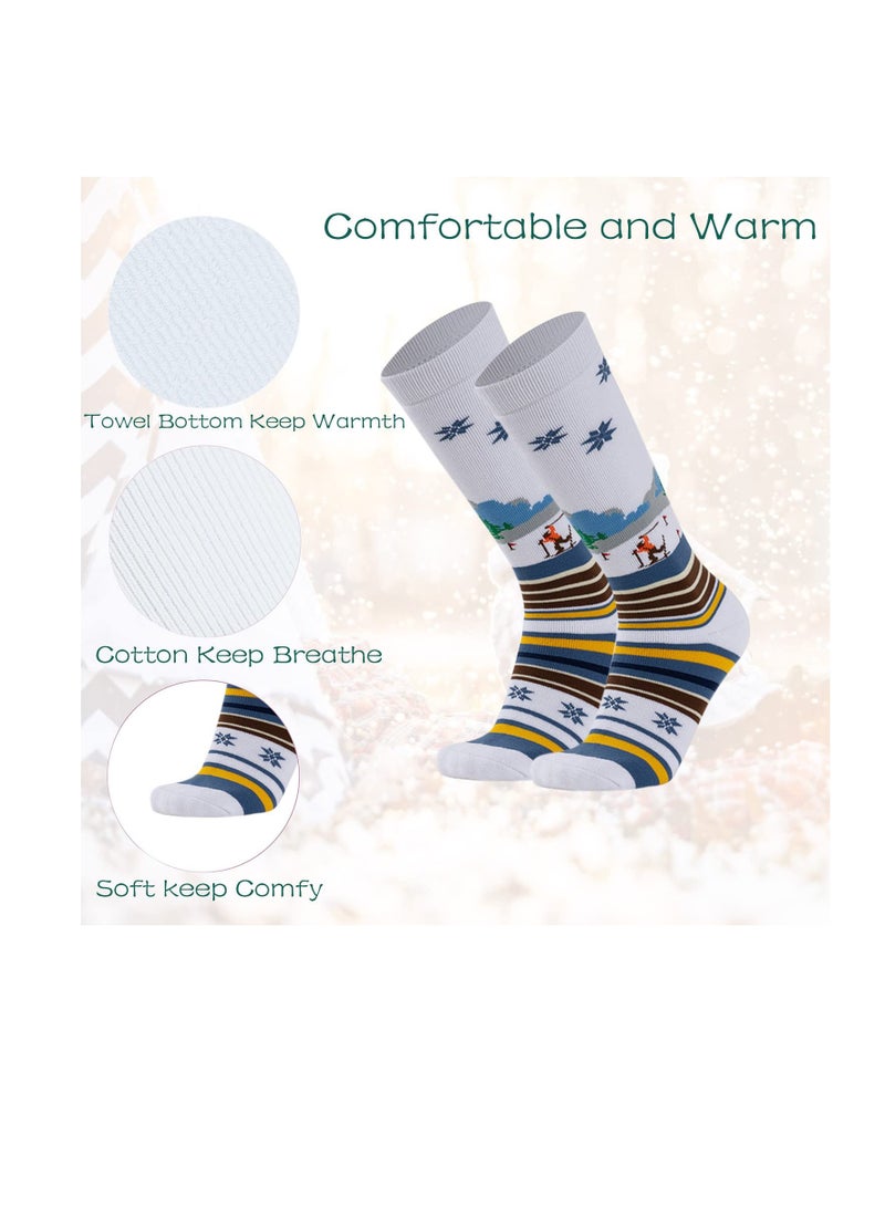 SYOSI Kids Ski Socks, 2 Pairs Knee-high Warm Cotton Snowboard Skating Socks, Winter Warm Socks, Warm Thick Outdoor Long Ski Socks, Winter Warm Snowboard Thermal Socks,  for Boys and Girls Skiing Skating - Image 2