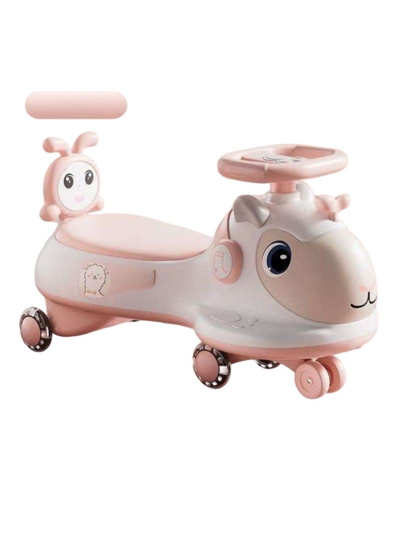 Pink Musical Animal Ride-On Car for Girls – Toddler Push Toy with Lights, Sounds  Backrest (Ages 1-4) - Image 2