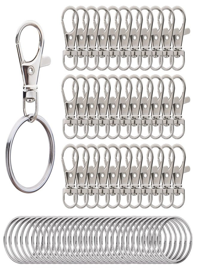 Hapeper Metal Swivel Snap Hooks with Split Key Rings Keychain for Lanyards Jewelry Findings (60 Pieces) - Image 1