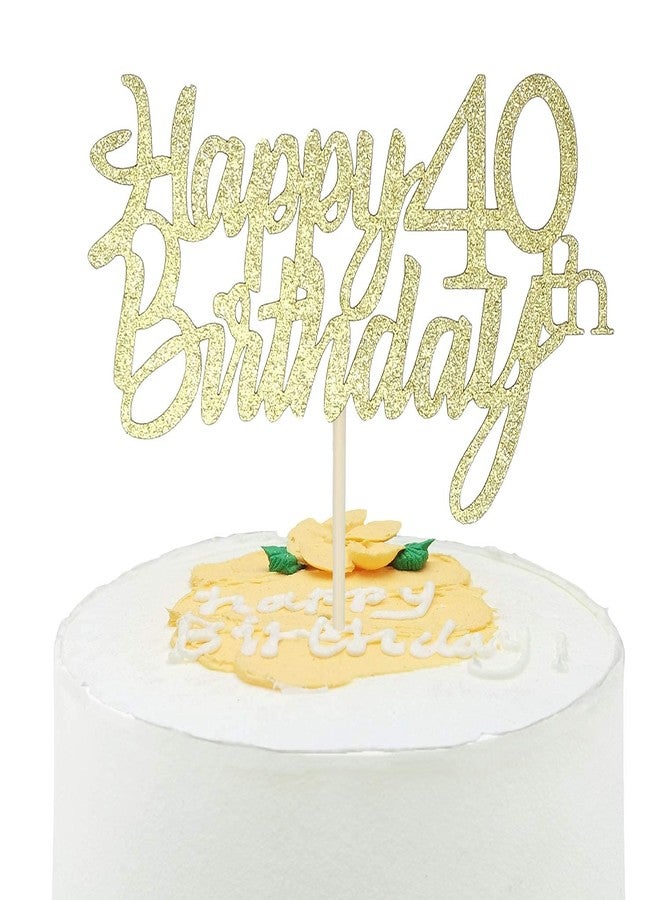 Festiko®Gold Glitter Happy 40th Birthday Cake Topper 40th Cake Topper for Birthday Anniversary Party Decorations - Pack of 1 - Image 1