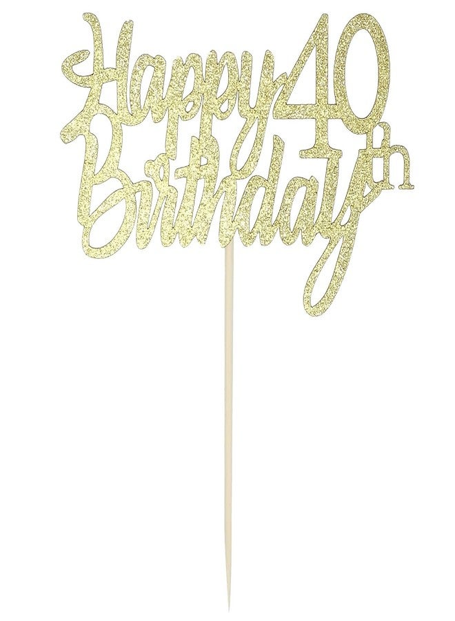 Festiko®Gold Glitter Happy 40th Birthday Cake Topper 40th Cake Topper for Birthday Anniversary Party Decorations - Pack of 1 - Image 2