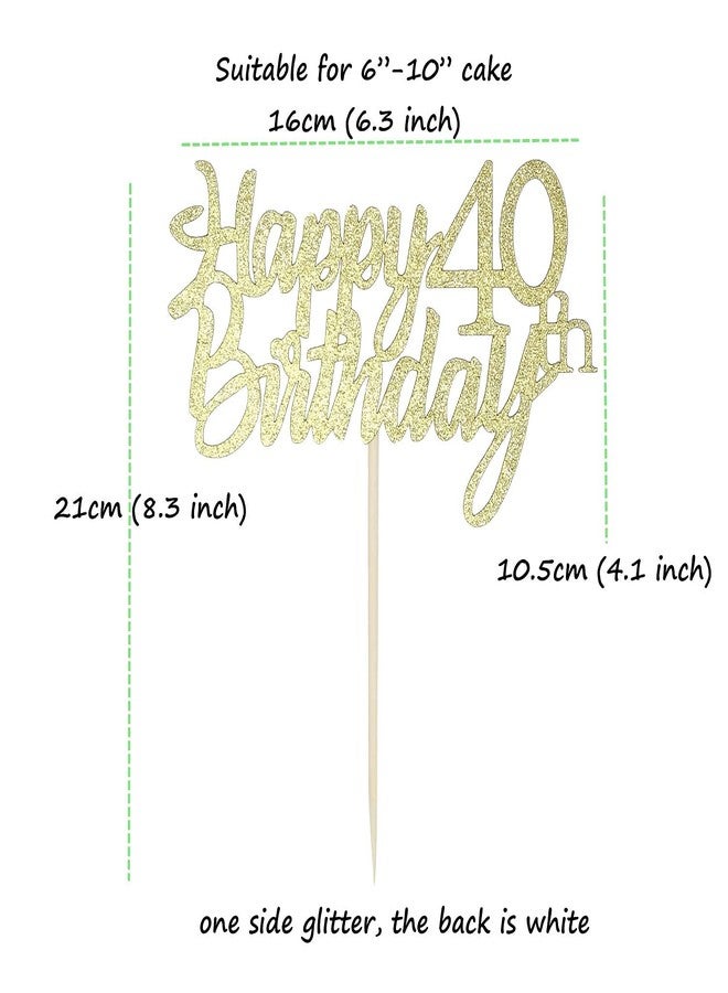 Festiko®Gold Glitter Happy 40th Birthday Cake Topper 40th Cake Topper for Birthday Anniversary Party Decorations - Pack of 1 - Image 4