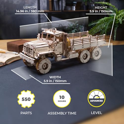 UGEARS Cargo Truck 3D Wooden Puzzles for Adults Wooden Model Kits for Adults Cars Kits for Adult Puzzle Model Truck Kits Mechanical Models Brain Teaser Hobby Set - Image 5
