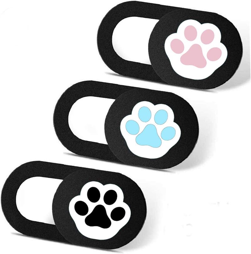 IMNEXT2U Webcam Cover 3 Pack Slide Ultra Thin Laptop Camera Cover for Echo Show, Phone, Computer, Tablet, Mac Air, Chromebook, PC - Paw Paw Black - Image 1