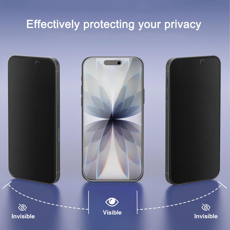 Ailun 3 Pack Privacy Screen Protector for iPhone 17 / iPhone 16 Pro [6.3 inch] with installation frame, Anti Spy Private Tempered Glass Case Friendly [Not for iPhone 17 Pro/17 Pro Max/iPhone Air] - Image 2