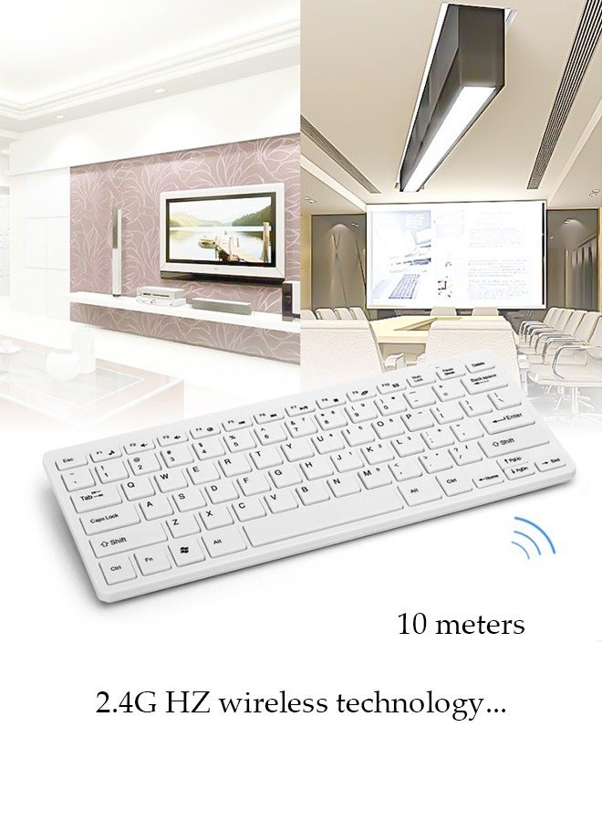 Silence Wireless Keyboard And Mouse Set,Long Lasting Slim Rechargeable Keyboard And Mouse With 2.4g Connection,For Pc,Laptop,ios,Android,White - Image 3