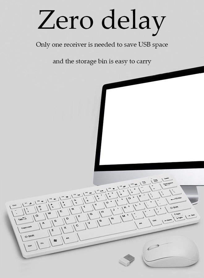 Silence Wireless Keyboard And Mouse Set,Long Lasting Slim Rechargeable Keyboard And Mouse With 2.4g Connection,For Pc,Laptop,ios,Android,White - Image 4
