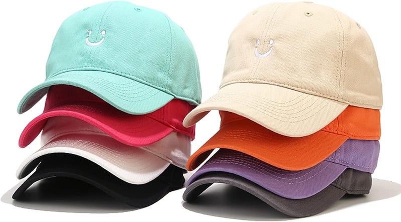 Umeepar Smile Face Baseball Cap for Women Men Adjustable Low Profile Unstructured Cotton Dad Hat - Image 2