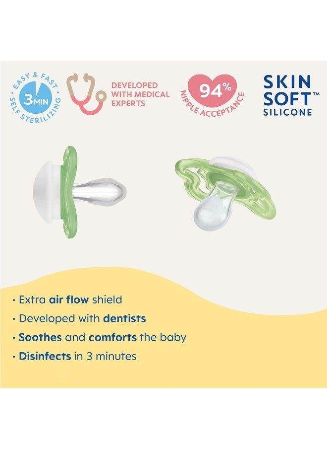 MAM MAM Mini Air Pacifiers (2 pack), MAM Sensitive Skin Pacifier 0-6 Months, Best Pacifier for Breastfed Babies, Unisex Pacifiers, 0-6 (Pack of 2)  - Image 2