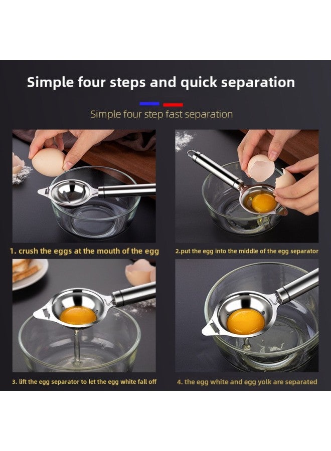 Baby Egg Leakage Egg Separator Separate 304 Stainless Steel Egg White Protein Filter Egg Yolk-Specifications:Thickened And Extended Version