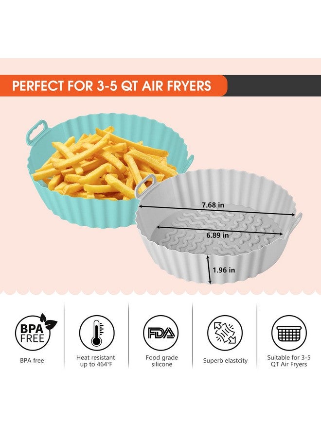 Hiyaloo Hiyaloo 2Pcs Air Fryer Silicone Liners 7.5 Inch Air Fryer Silicone Basket Round Food Safe Non Stick Reusable Air Fryer Accessories Parchment Paper Replacement Fits 3QT - 5QT Air Fryer (Blue+Grey, 2) - Image 5