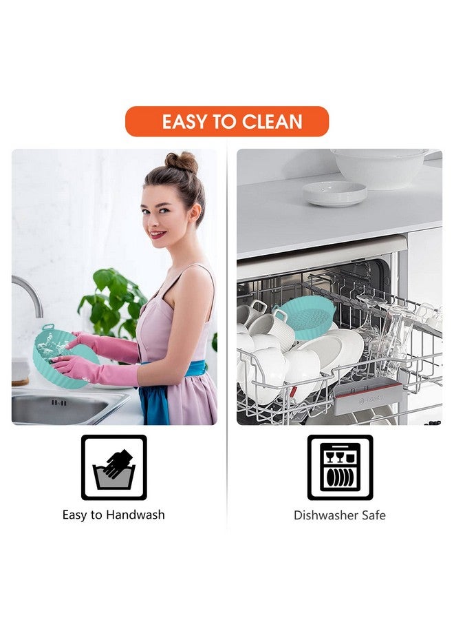 Hiyaloo Hiyaloo 2Pcs Air Fryer Silicone Liners 7.5 Inch Air Fryer Silicone Basket Round Food Safe Non Stick Reusable Air Fryer Accessories Parchment Paper Replacement Fits 3QT - 5QT Air Fryer (Blue+Grey, 2) - Image 4