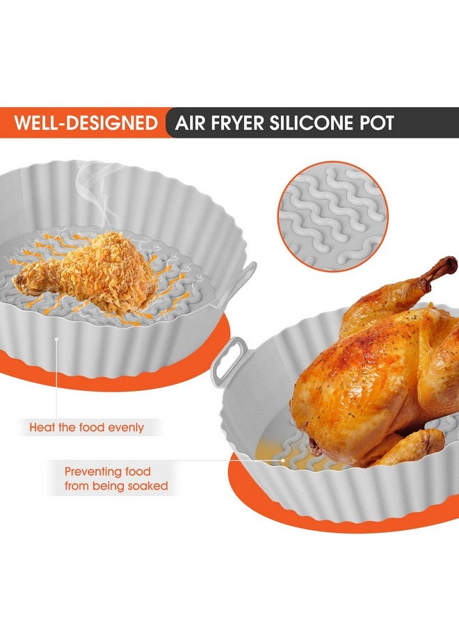 Hiyaloo Hiyaloo 2Pcs Air Fryer Silicone Liners 7.5 Inch Air Fryer Silicone Basket Round Food Safe Non Stick Reusable Air Fryer Accessories Parchment Paper Replacement Fits 3QT - 5QT Air Fryer (Blue+Grey, 2) - Image 3