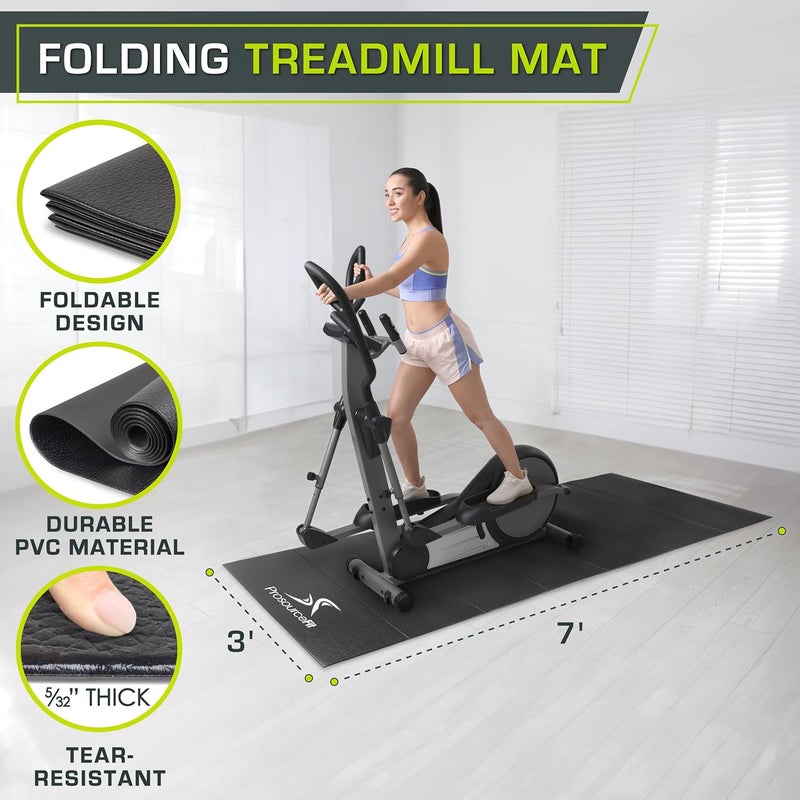 ProsourceFit Treadmill & Exercise Equipment Mats, Folding (7’L x 3’W x ¼”T) High Density PVC Floor Protector - Image 2