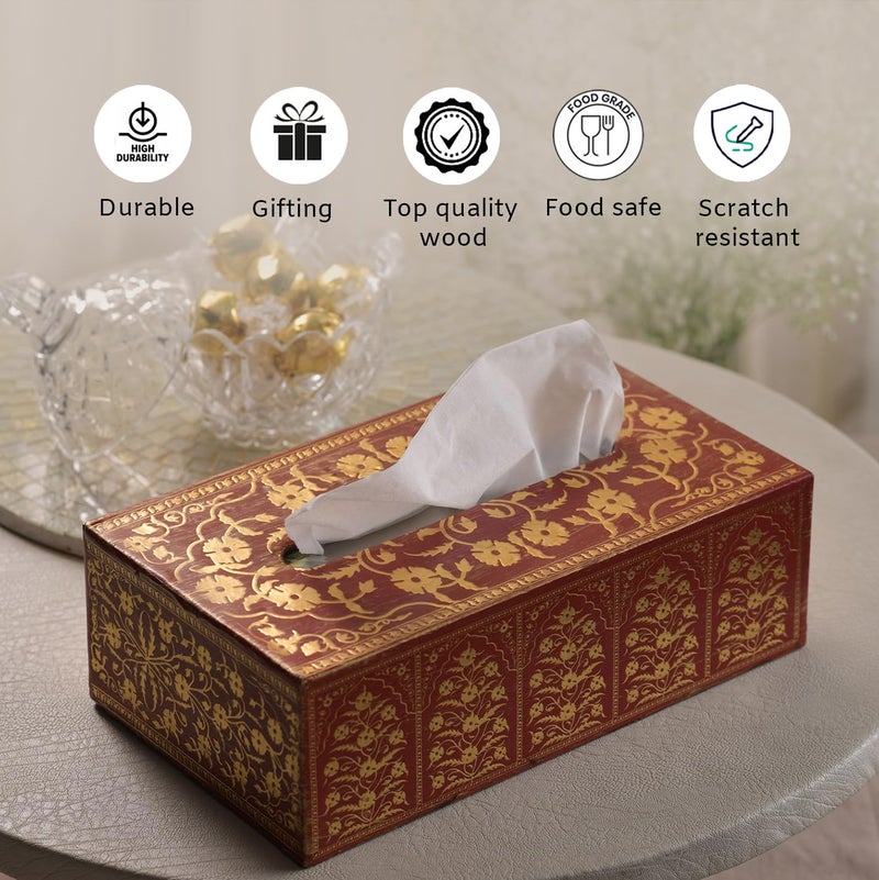POSH Amulya Wooden Tissue Holder - Elegant Wood Tissue Dispenser for Dining Table, Home Decor & Gifting | Durable, Stylish, and Functional Tissue Holder Stand for Housewarming, Corporate - Image 5