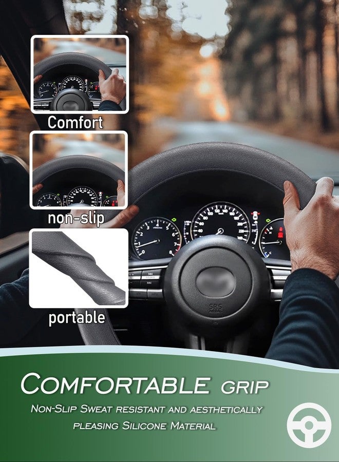 LRITER Car Steering Wheel Cover, Anti-Slip Silicone Steering Wheel Protector, Universal Car Accessories Wheel Cover for Most of Cars (Grey) - Image 2