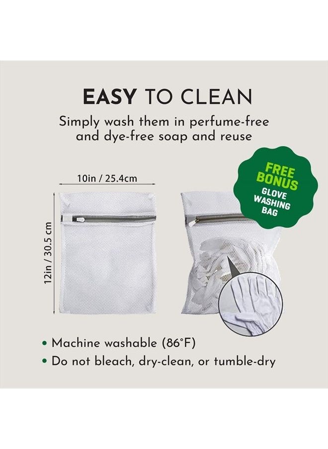 Gaxcoo - 100% Premium Cotton Moisturizing Gloves for Dry Hands & Eczema | Overnight Lotion, Sleep & Spa Treatment for Women & Men | Reusable, Washable - Free Washing Bag, Wristband (White - 3 Pair) - Image 1