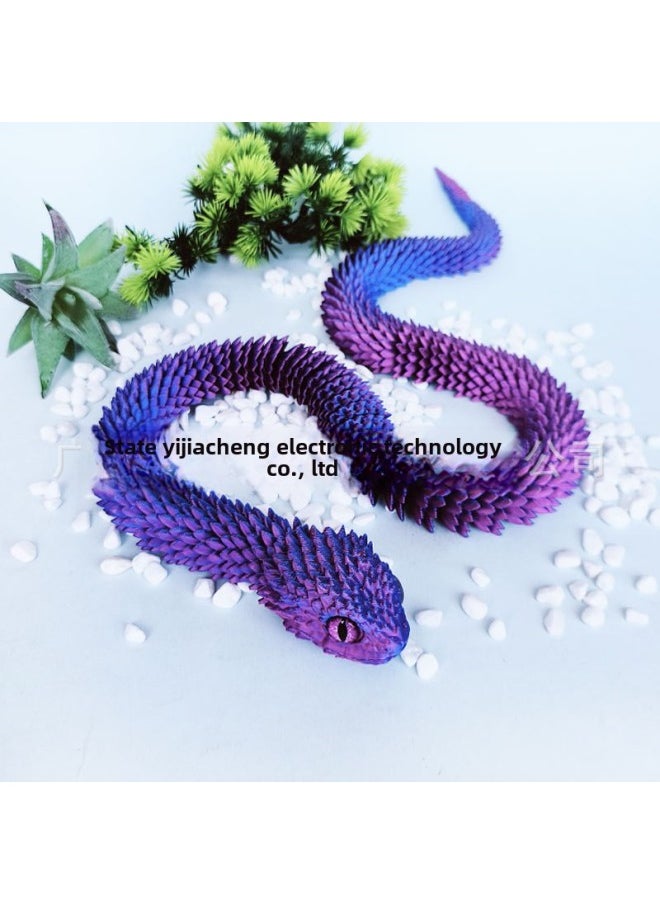 3d Printing Snake Toy Joint Movable Simulation Animal Model Gift Props Green Snake Children Toy Snake-Colour:30cm  Red And Blue Silk  - Image 1