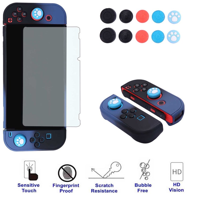 COMCOOL Dockable Case for Nintendo Switch 3 in 1 Protective Cover Case for Nintendo Switch and Joy-Con Controller with Screen Protector - Blue Black - Image 4