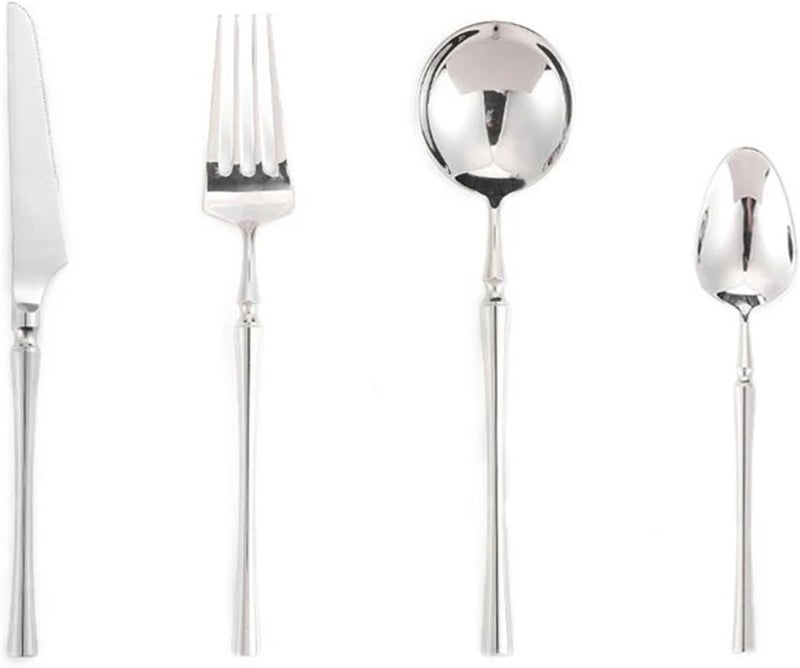 304 Mirror Stainless Steel Dinner Knife Fork Spoon Dinnerware Set Luxury Cutlery Silverware Steak Coffee Dessert Fruit Tableware(4 PSC-SET B) - Image 1