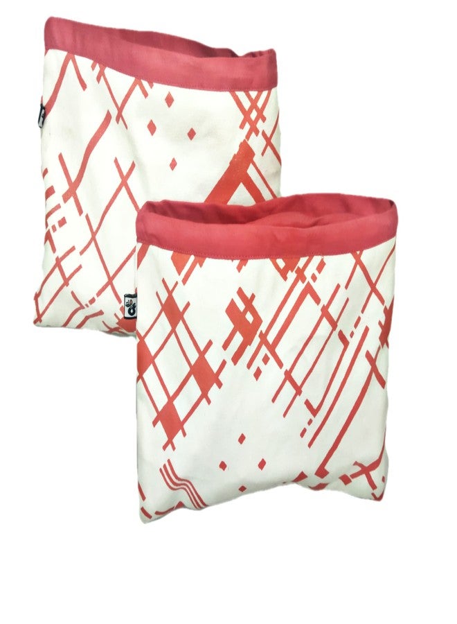 COT PRINTS Men's and Women's Eco Friendly Cotton Canvas Printed Coin Holder Pencil Pouch, Multi-Function Beach Travel Cosmetic Makeup Large Capacity Toiletry Kit Bag (2 Pcs) (Grey) (Red Line) - Image 1