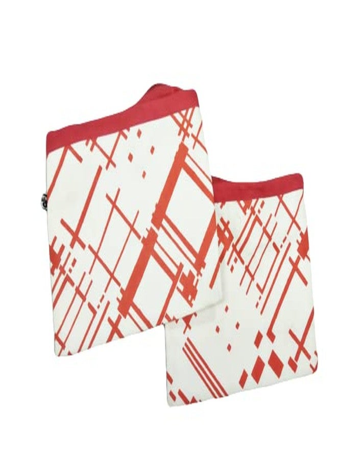 COT PRINTS Men's and Women's Eco Friendly Cotton Canvas Printed Coin Holder Pencil Pouch, Multi-Function Beach Travel Cosmetic Makeup Large Capacity Toiletry Kit Bag (2 Pcs) (Grey) (Red Line) - Image 4