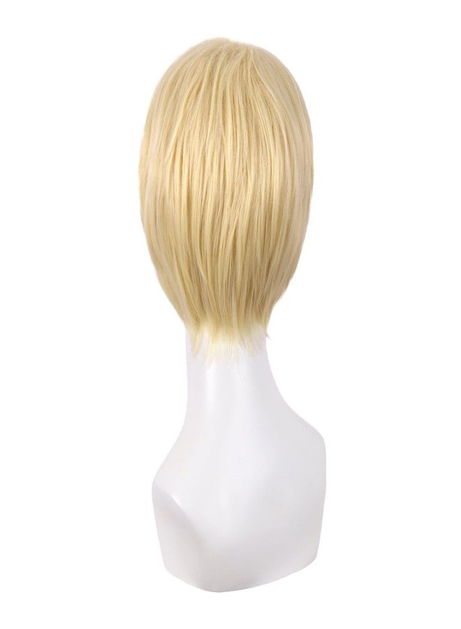 MapofBeauty 10 Inch/25 cm Side Bangs Fashion Men Short Curly Hair Cosplay Wig (Mixed Golden) - Image 4