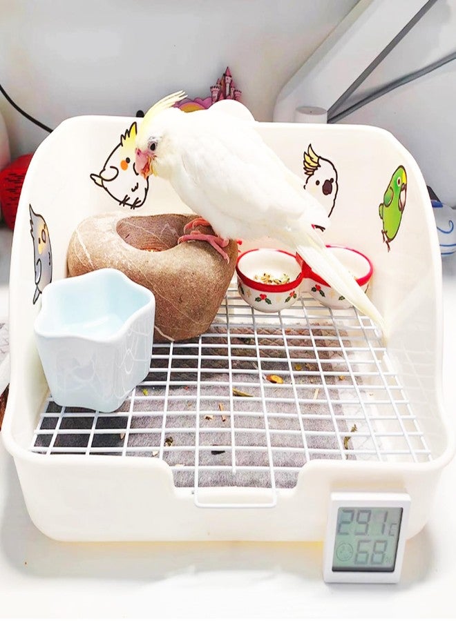 WEWAYKGJ Rabbit Litter Box for Cage Guinea Pig Hay Rack Feeder Rabbits Corner Litter Pan Potty Trainer Pet Toilet Square with Cleaning Set for Hamster, Guinea Pig, Ferret, Bird (White) - Image 5