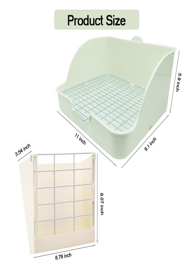 WEWAYKGJ Rabbit Litter Box for Cage Guinea Pig Hay Rack Feeder Rabbits Corner Litter Pan Potty Trainer Pet Toilet Square with Cleaning Set for Hamster, Guinea Pig, Ferret, Bird (White) - Image 2