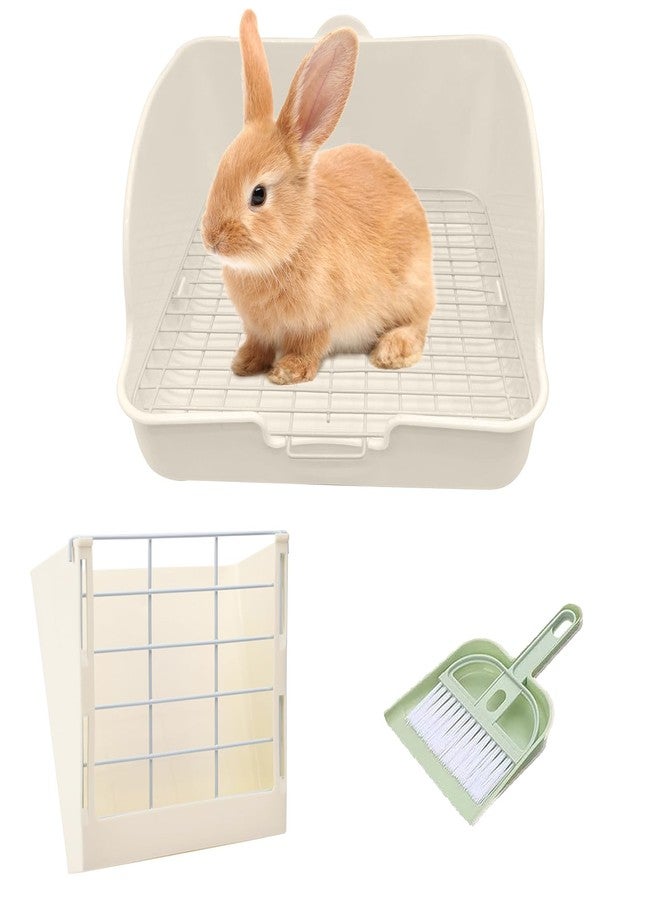 WEWAYKGJ Rabbit Litter Box for Cage Guinea Pig Hay Rack Feeder Rabbits Corner Litter Pan Potty Trainer Pet Toilet Square with Cleaning Set for Hamster, Guinea Pig, Ferret, Bird (White) - Image 1
