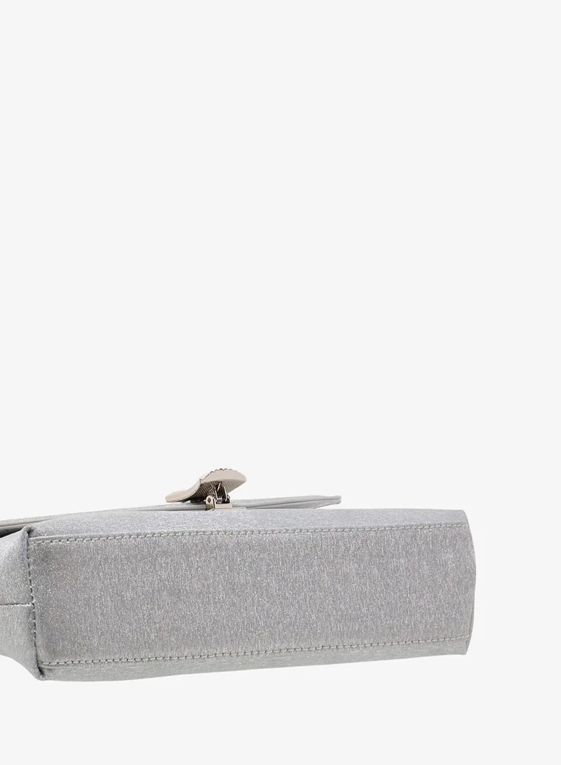 Flora Bella By Shoexpress SILVER Women's Textured Crossbody Bag with Detachable Strap and Flap Closure for Women | Best Price UAE