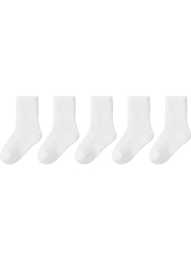 Bambi Children'S Socks Student White Socks Spring And Autumn Thin Style Men'S Solid Color Summer Mid-Tube Cotton Socks Bb2081 Size 18-20 - Image 2
