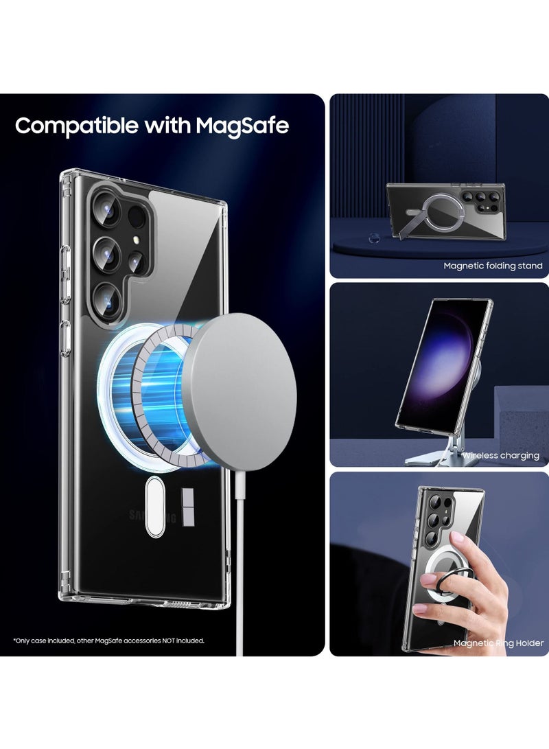 BORTONY Galaxy S23 Ultra Magsafe Case Works with Wireless Charging Card Wallet Crystal Clear Hard Back Cover & Soft TPU Edges Shockproof Compatible With Samsung Galaxy S23 Ultra  - Image 2