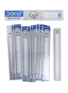 DOMS 10-Piece M-Tech Transparent Ruler 20cm Length  - Image 1