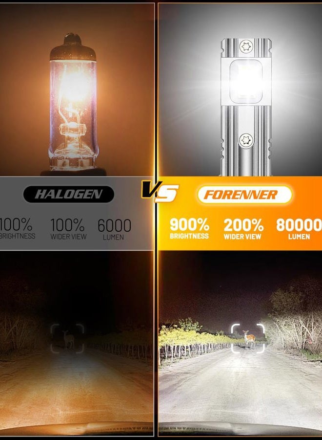 forenner مصابيح ضباب فورينر H11 9005، 300% سطوع فائق 6500 كيلفن أبيض بارد، حجم مصغر 1:1، مجموعات مصابيح ضباب H11/H9/H8 9005/HB3، عمر افتراضي أطول 30,000 ساعة، توصيل وتشغيل، عبوة من 4 - Image 3