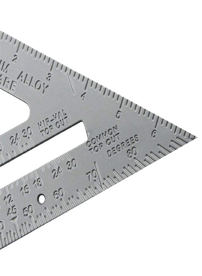 VTH WITH TAGLINE ABSOLUTE TOOLING SOLUTIONS أداة قياس يدوية مثلثة الشكل من سبائك الألومنيوم، مزدوجة الجوانب، بقياسات مترية وبوصية، منقلة زاوية مثلثة بزاوية 90 درجة، أداة نجار - Image 4