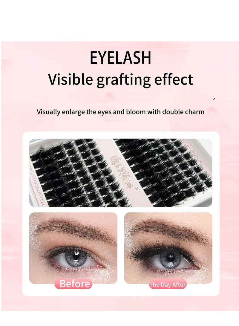 lashvana 144 Clusters New DIY Segment False Eyelashes, 56D Large Capacity D-Curve Messy Dense Curled Imitation Eyelashes,False Eyelashes With Lash Bond And Seal Lash Remover Lash Applicator,Eyelash tweezers Individual Lashes Kit Eyelash Brush Easy To Apply At Home. - Image 5