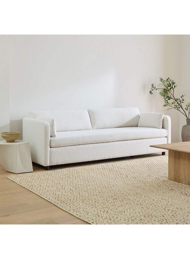 هومزمارت كنبة مقعدين خشب سويدي و بوكلية - أبيض - Image 1