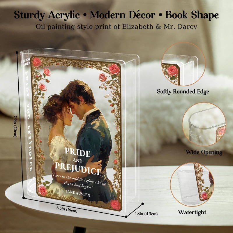 Alpharan Pride and Prejudice Inspired Book Vase, Flower Vase for Home Decor, Birthday Gifts for Women Mom Book Lovers, Bookish Decor for Bookshelf Desk Coffee Table Office Living Room - Image 2