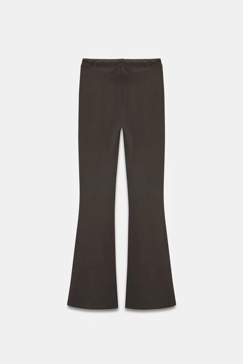 Dilvin Black DILVIN Mid-Waist Flare Jersey Pants With Drawstring for Women | Best Price UAE