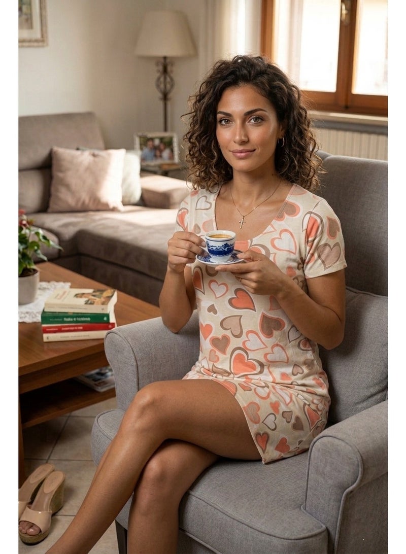 قميص نوم صيفي مريح  طبعة قلوب مثالية للصيف - Image 1