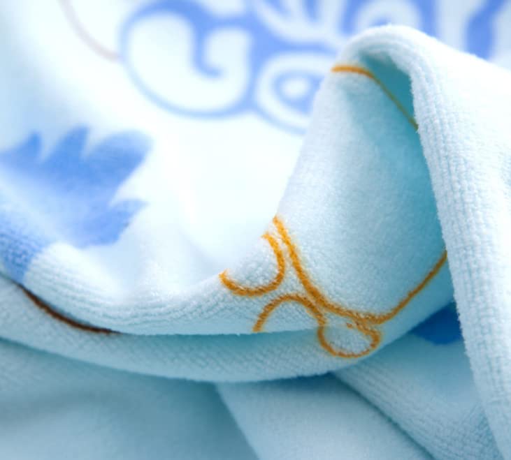 Outlay Home Supersoft Towel/Bath Towel / 100% Cotton Washcloth for Newborn/Babies/Kids Towel in Cartoon Print, 60x120 CM - 2 Piece, Blue & Peach (Design May Vary) - Image 2