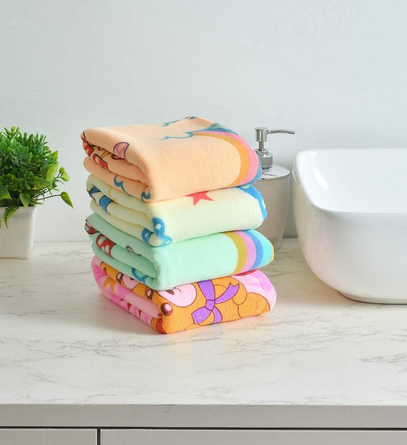 Outlay Home Supersoft Towel/Bath Towel / 100% Cotton Washcloth for Newborn/Babies/Kids Towel in Cartoon Print, 60x120 CM - 2 Piece, Blue & Peach (Design May Vary) - Image 3