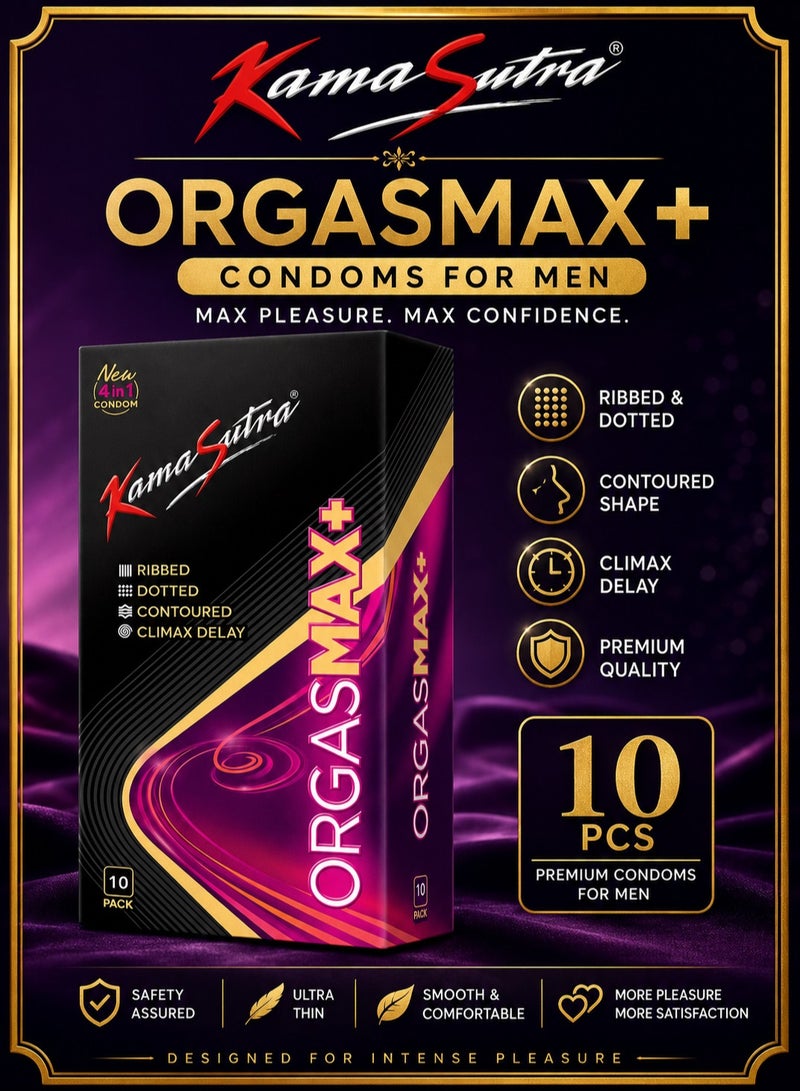 Kamasutra 4 IN 1 OrgasMax+ Condoms 10 Pack - Image 1