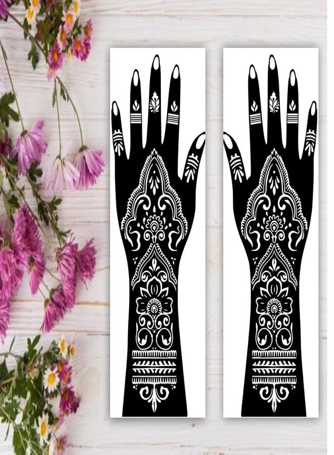 VANVATI Modern Design Party Wear Mehndi Stencil Sticker Design Sheet One Set for Both Hand - Image 2